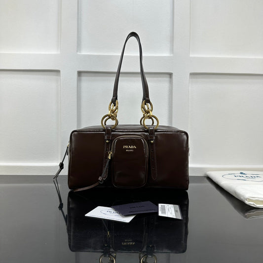 Prada 2026 Dangle Medium Shoulder Bag 30cm Patent Calfskin