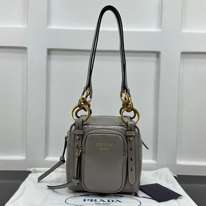 Prada 2026 Dangle Mini Handbag 14.5cm Patent Calfskin
