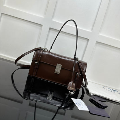 Prada 2026 Medium Shoulder Bag 32cm Patent Calfskin