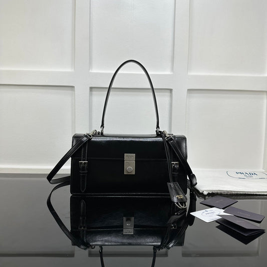 Prada 2026 Medium Shoulder Bag 32cm Patent Calfskin