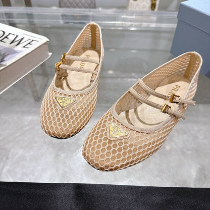 Prada 2026 Mary Jane Ballet Flat Mesh Sheepskin 715612