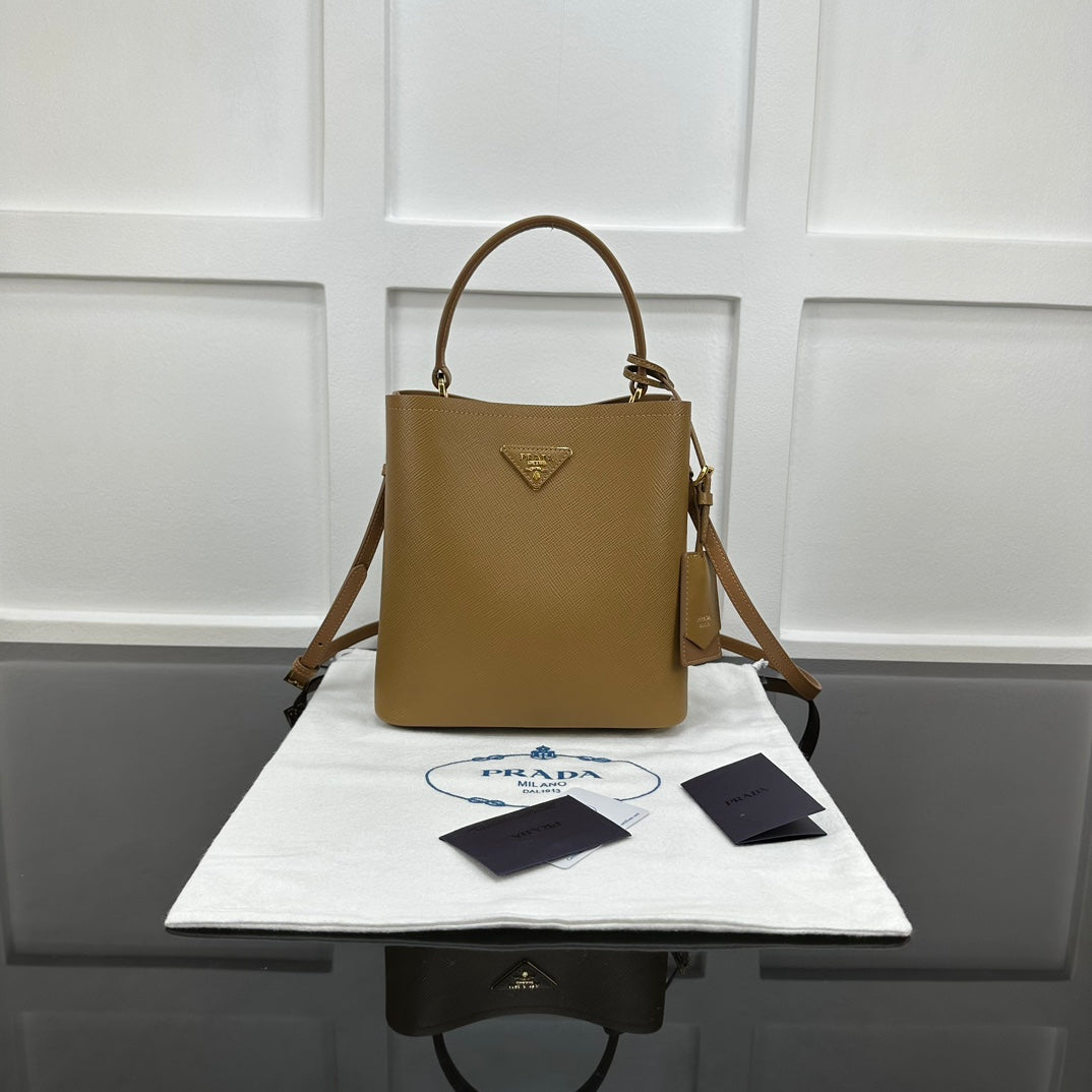Prada 2026 Panier Saffiano Bucket Bag Calfskin