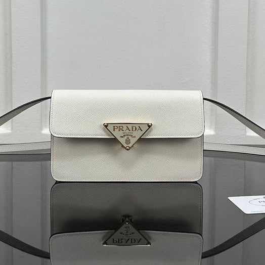 Prada 2026 Embleme Shoulder Bag 24.5cm Calfskin