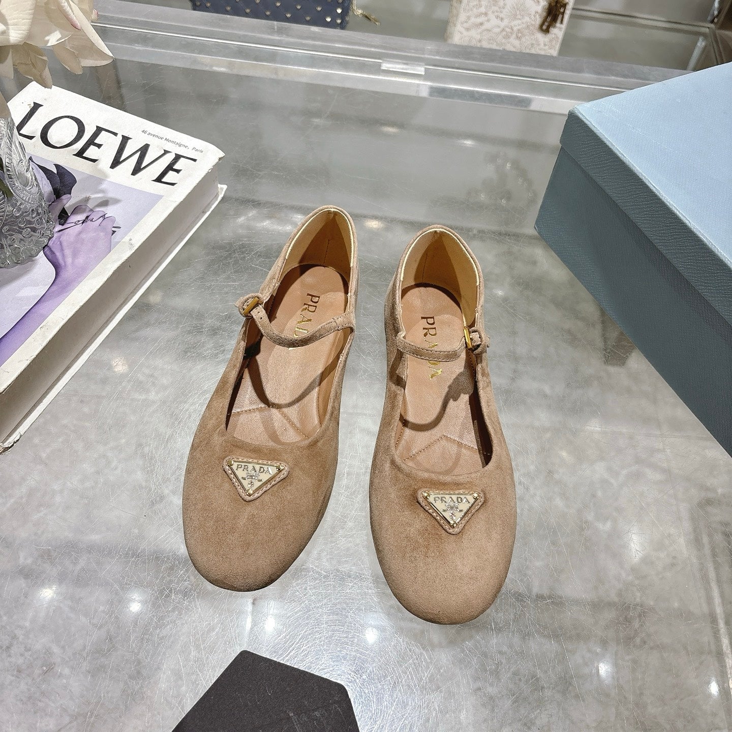 Prada 2026 Ballet Flat Suede Sheepskin 715617