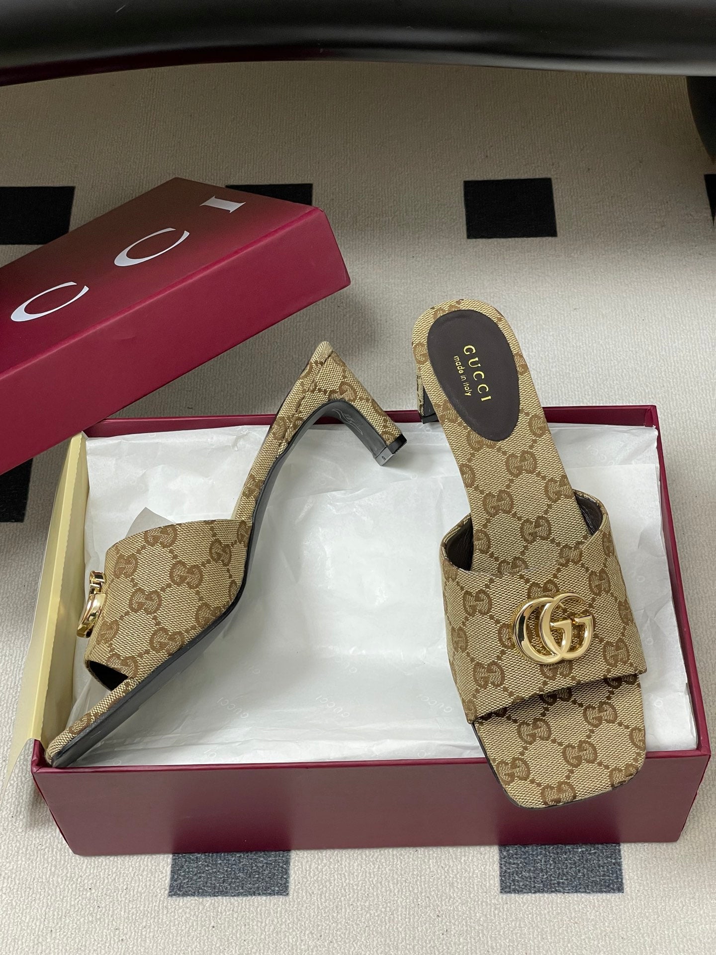 GG 26ss High Heel Slippers 55 Canvas Monogram 697861