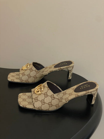 GG 26ss High Heel Slippers 55 Canvas Monogram 697861