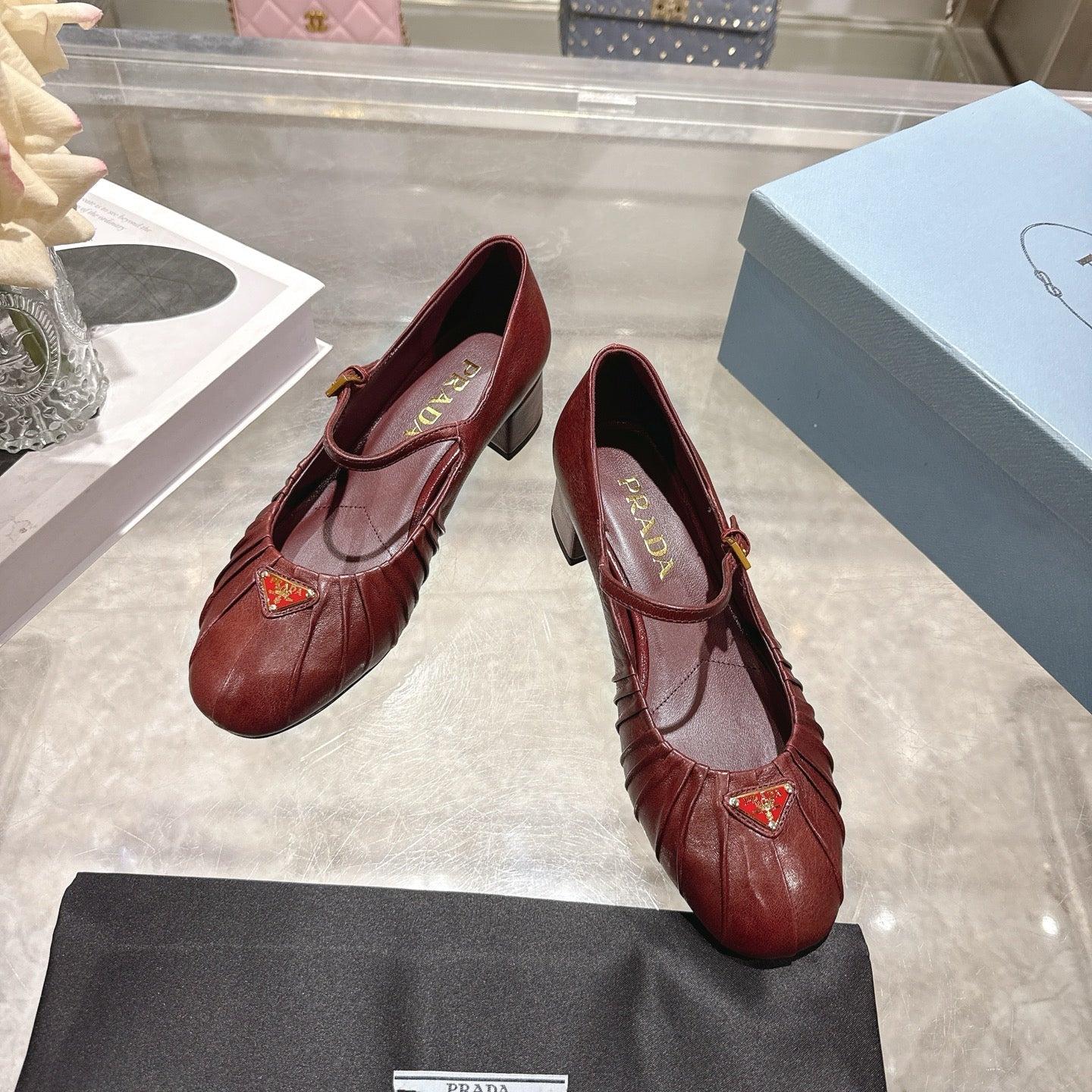 Prada 2026 Heel Ballet Shoe 40mm Sheepskin 715598