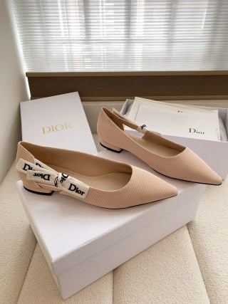 CD 26s High Heels Pumps Nude Pink Cotton Ribbon 664183