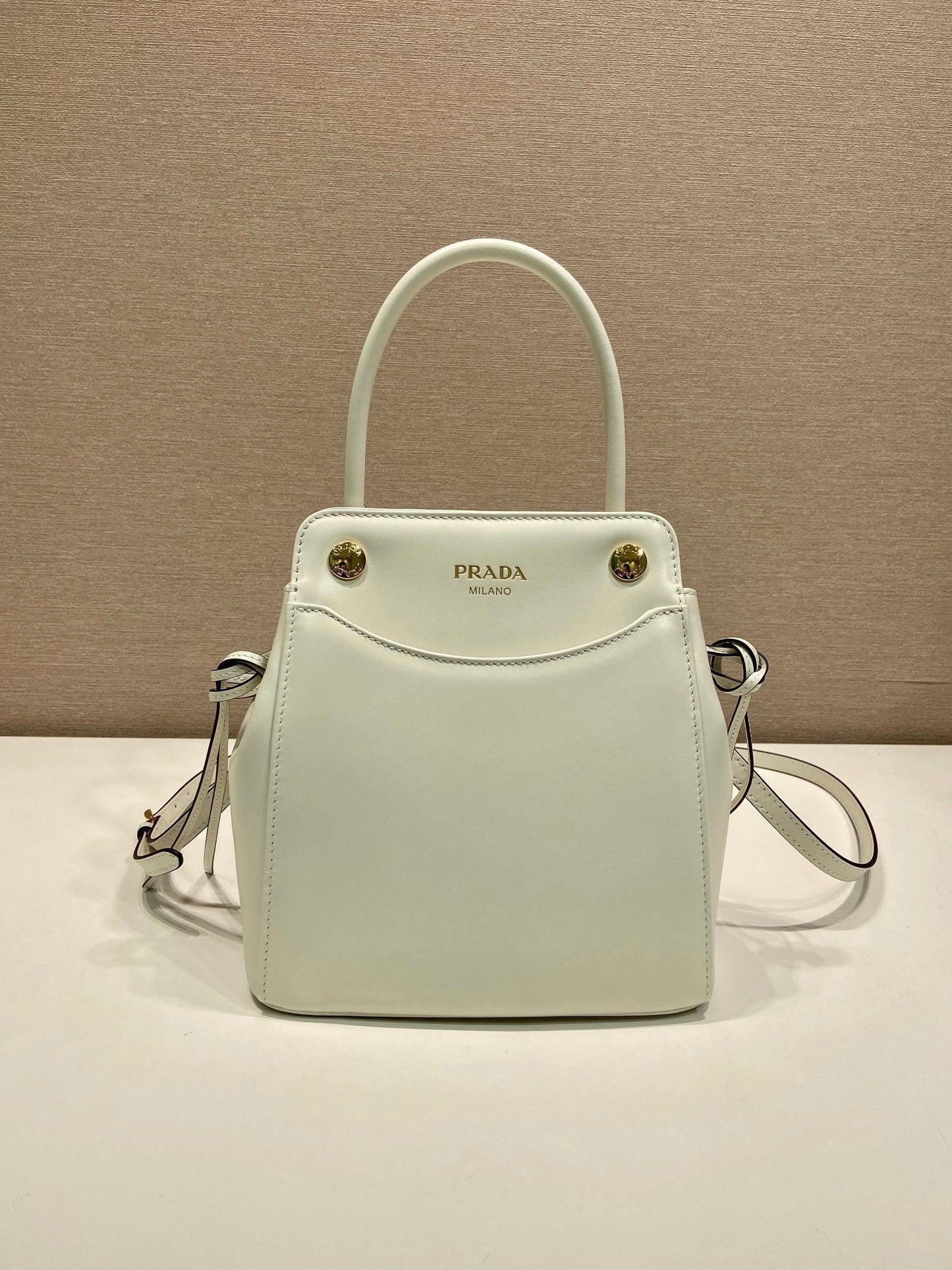 Prada 2026 Carry Bag 21cm Black White Brown Calfskin 351841