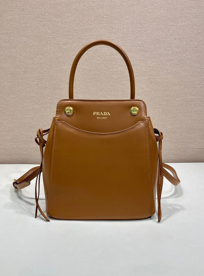 Prada 2026 Carry Bag 21cm Black White Brown Calfskin 351841