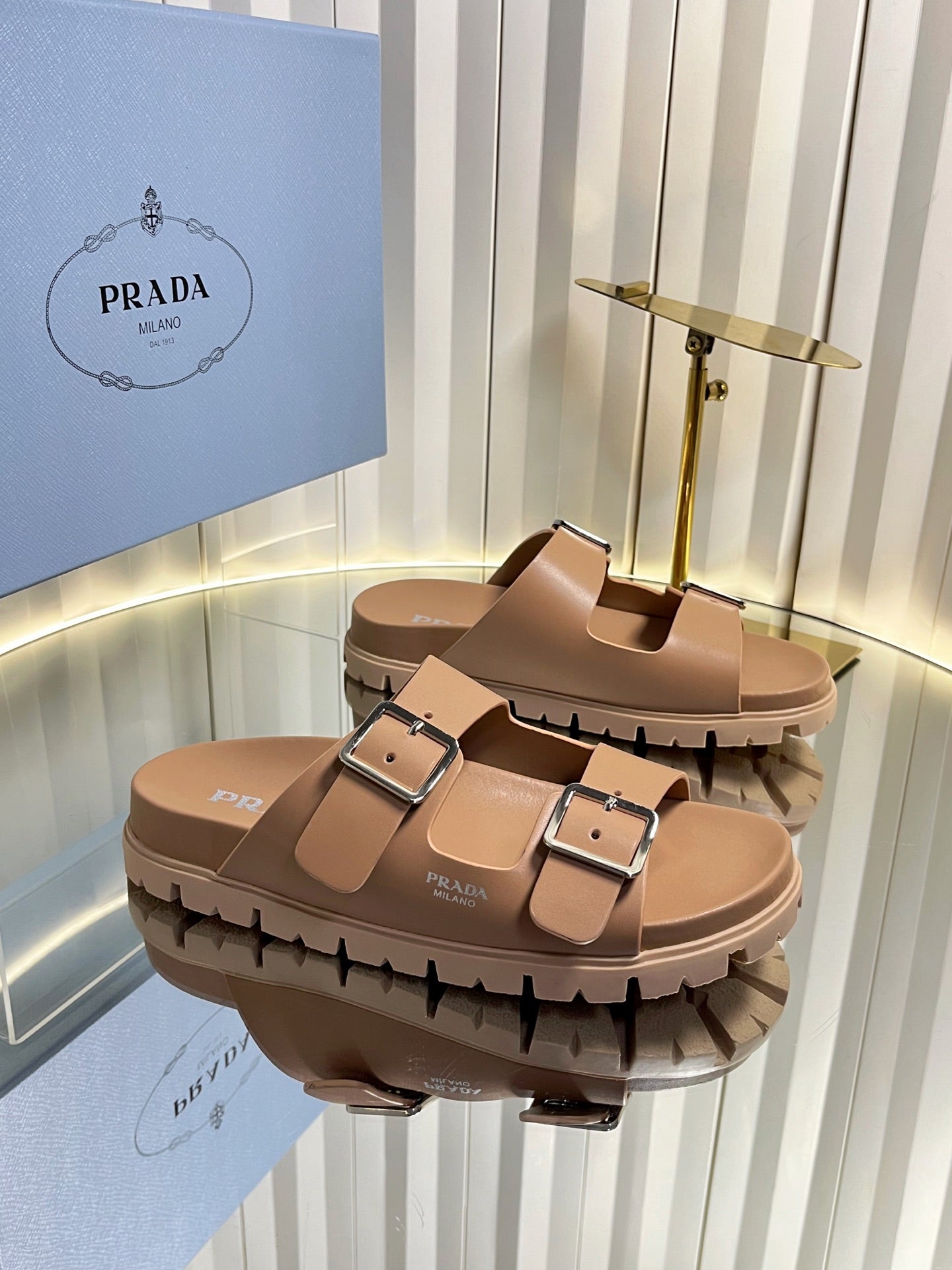 Prada 2026 Slides Slippers Two Straps Rubber 768752