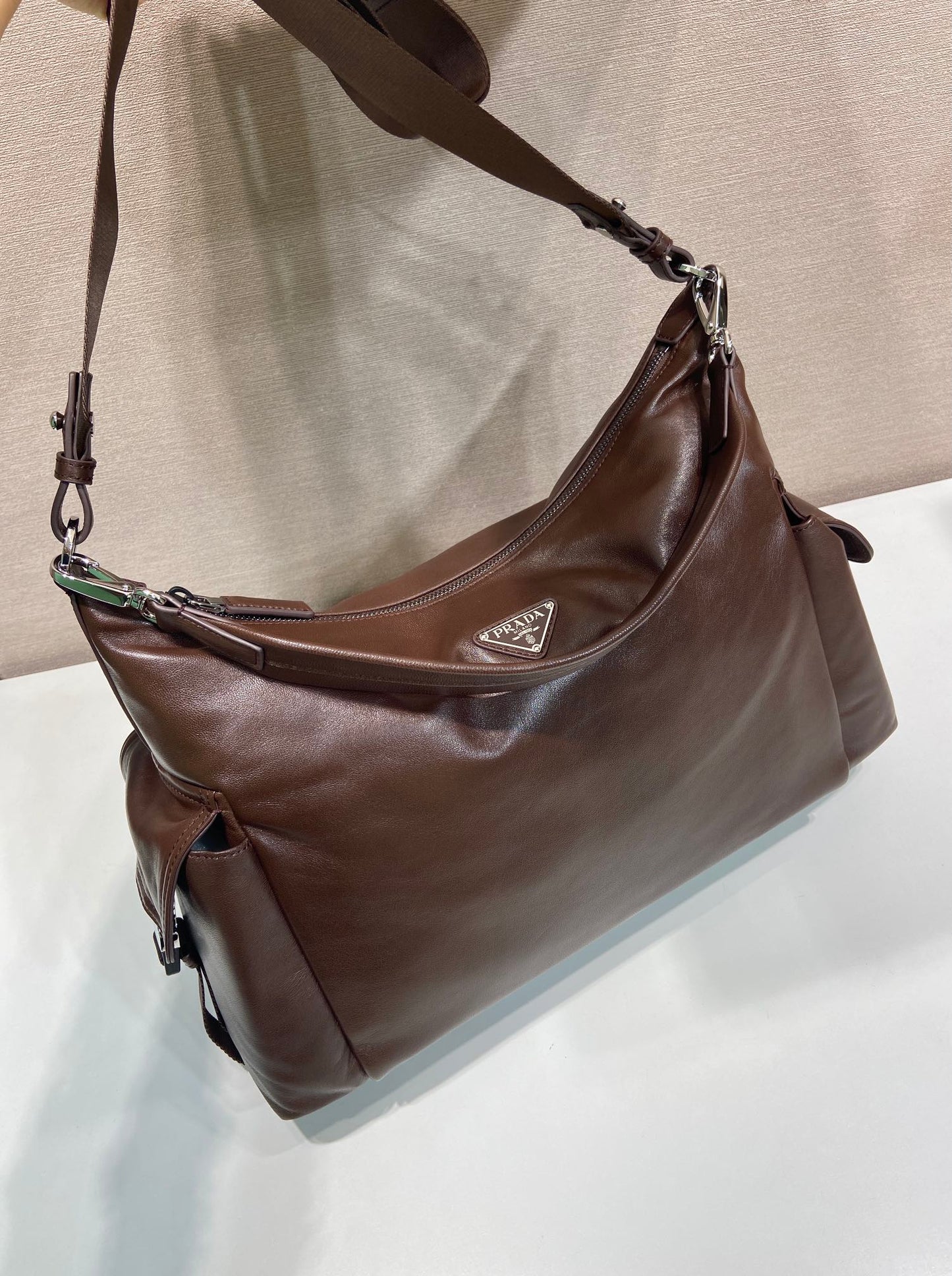 Prada 2026 Explore Bag 43cm Black and Brown Calfskin 351855
