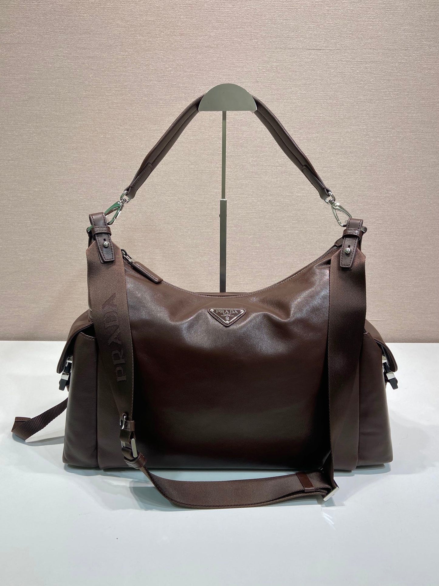 Prada 2026 Explore Bag 43cm Black and Brown Calfskin 351855