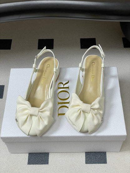Dior 2026 D-Ballet Slingback Sandals with CD Buckle and Large Bow 699762