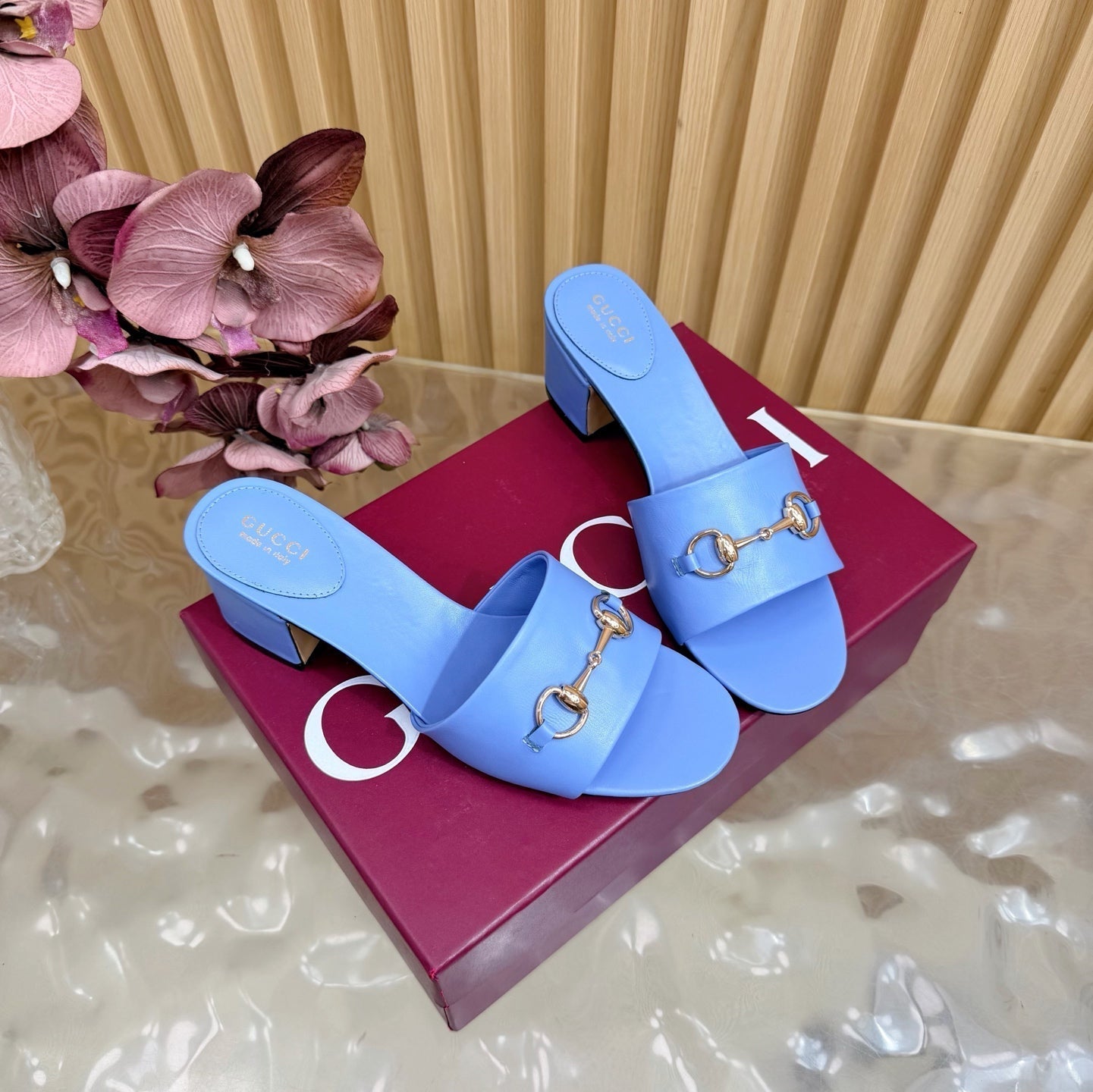 GG 26ss Chunky Heel Sandals 55 Double G Lambskin