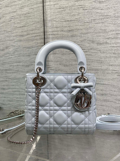Dior 2026 Bow Lady Dior Glacier Blue Cannage Lambskin 286617