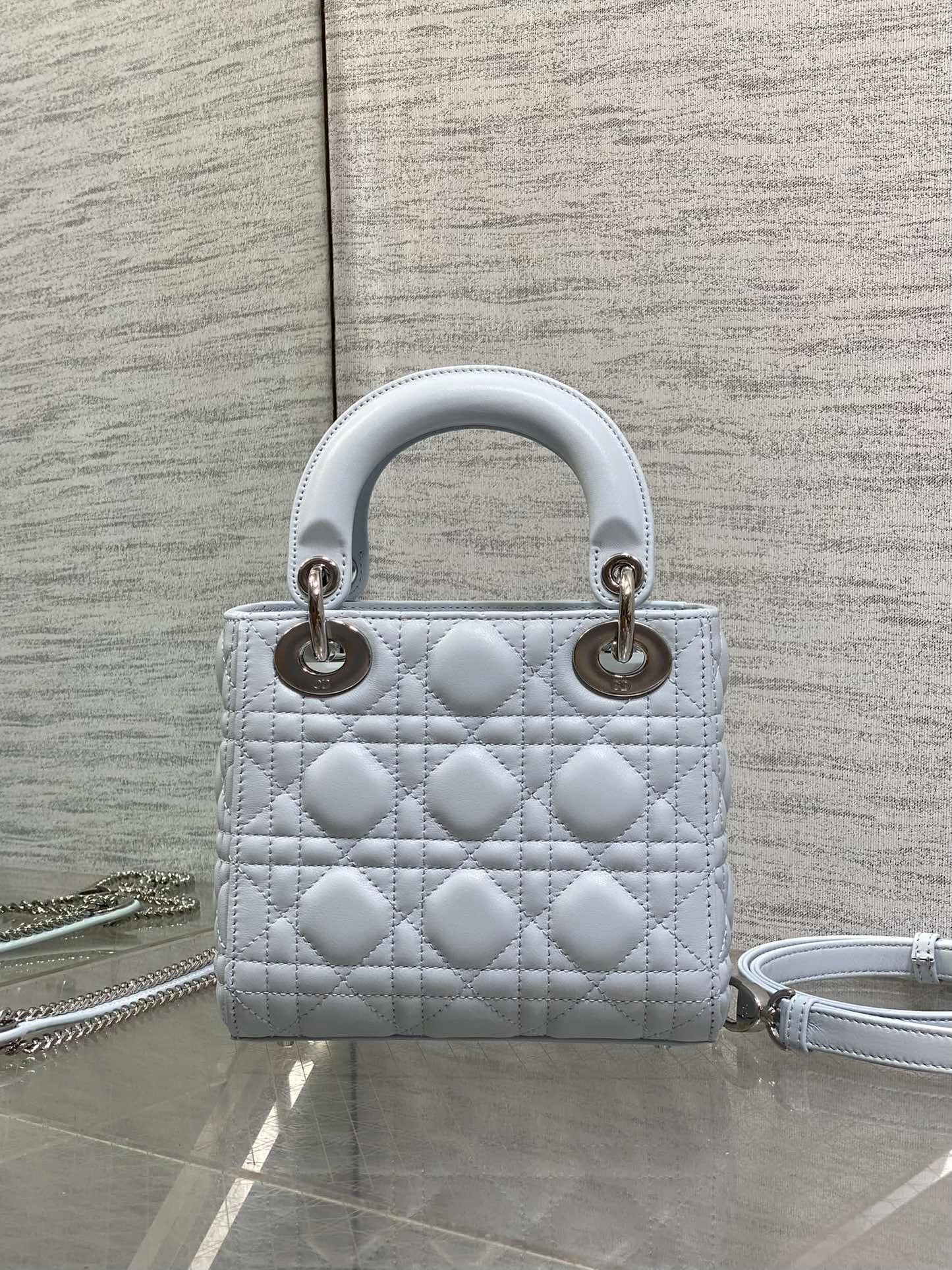 Dior 2026 Bow Lady Dior Glacier Blue Cannage Lambskin 286617