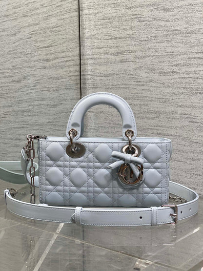Dior 2026 Bow Lady D-Joy Glacier Blue Cannage Lambskin 286621
