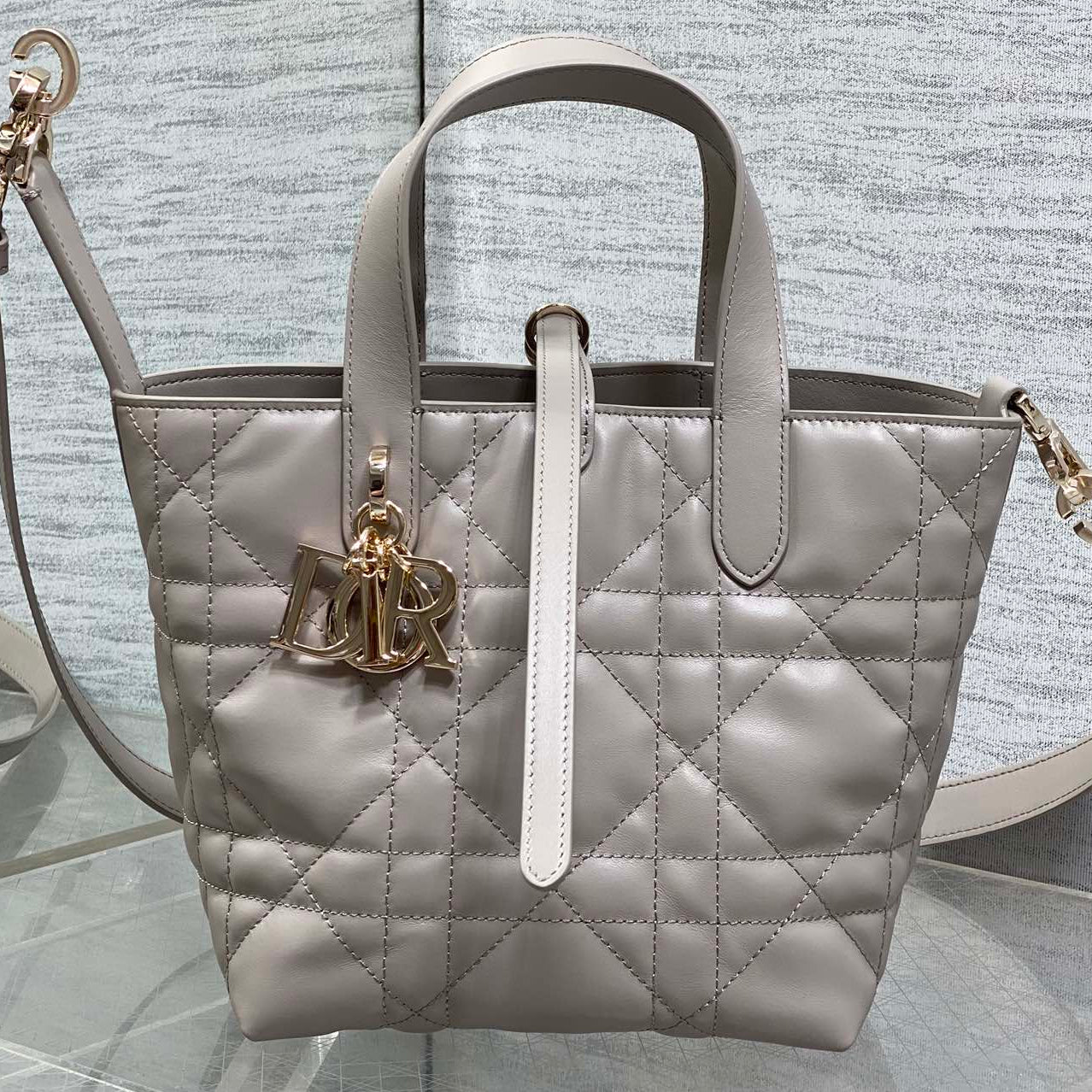 Dior 2026 Toujours Vertical Tote Bag 18cm Macrocannage Calfskin 286459