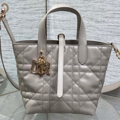 Dior 2026 Toujours Vertical Tote Bag Elegant Grey Calfskin 286656