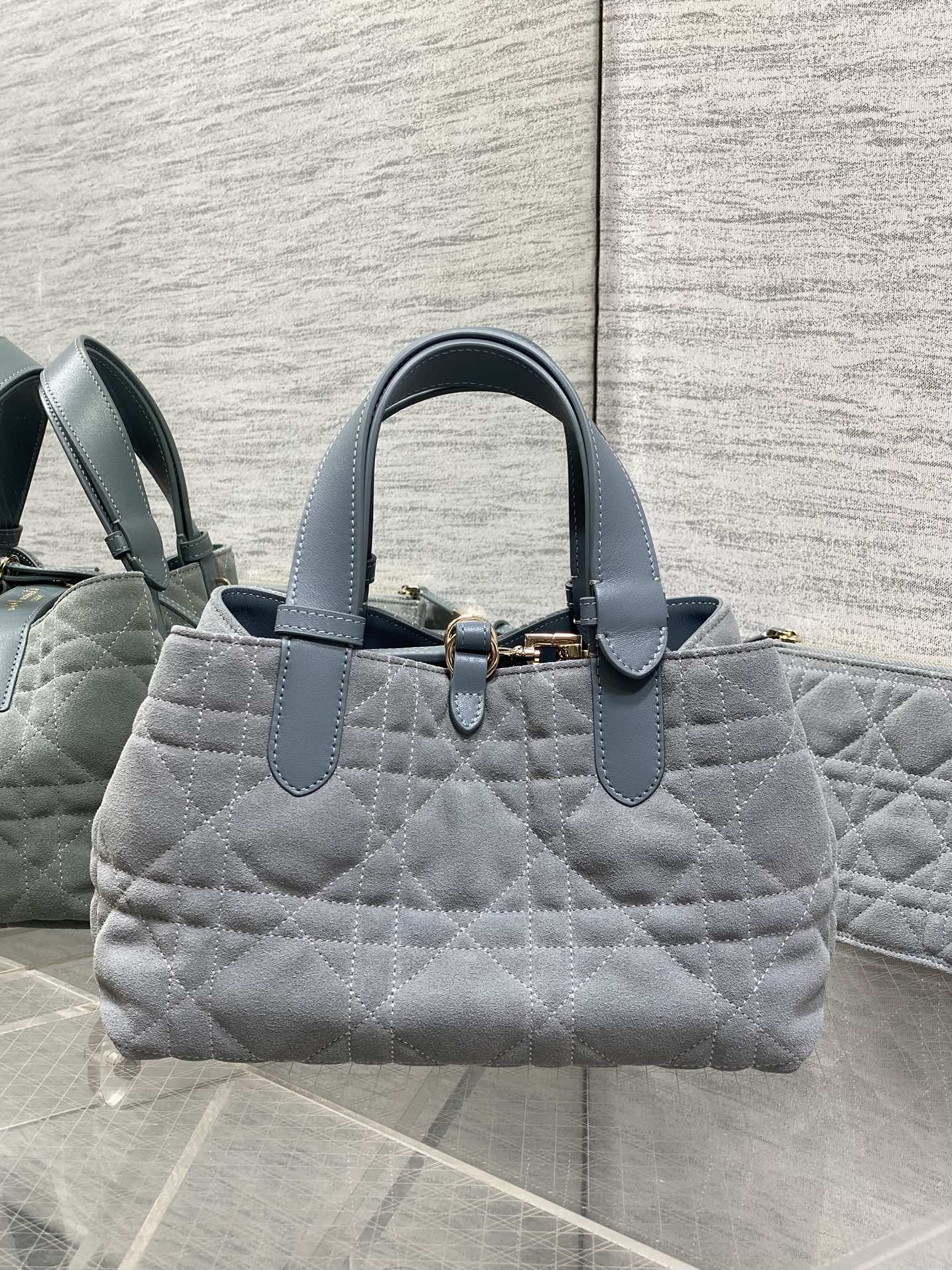 Dior 2026 Toujours Bag Blue Grey Suede Leather 286497