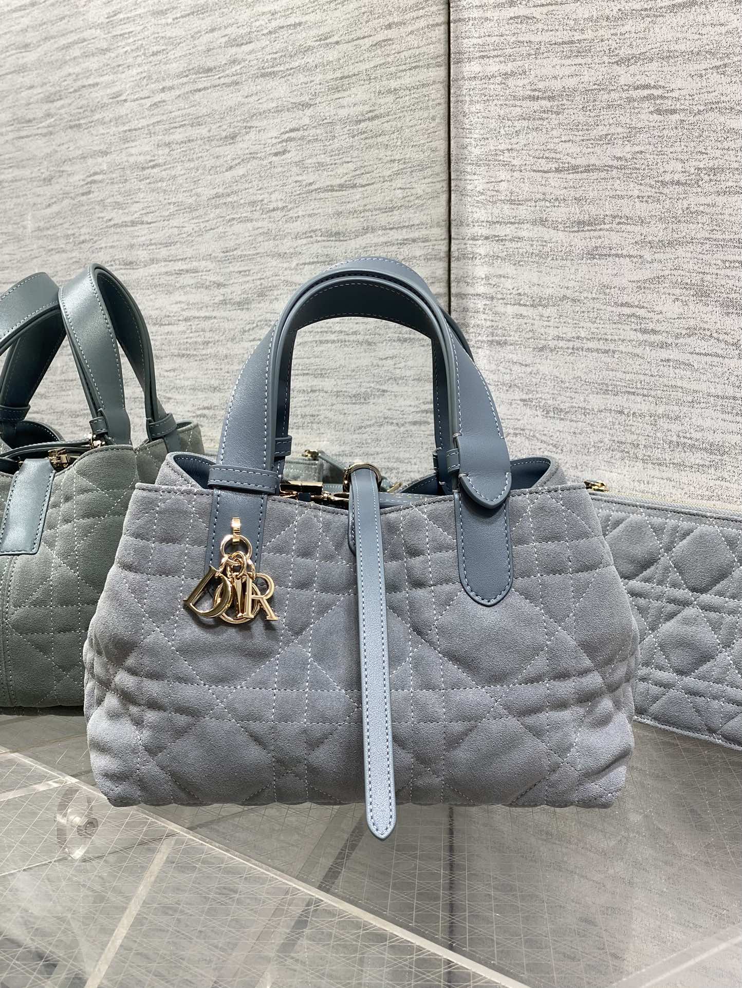 Dior 2026 Toujours Bag Blue Grey Suede Leather 286497