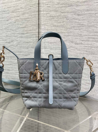 Dior 2026 Toujours Bag Blue Grey Suede Leather 286497