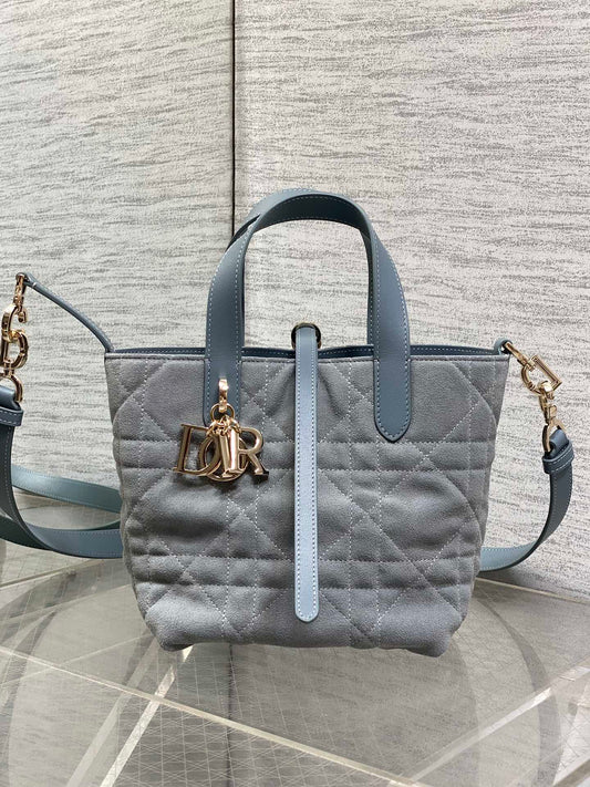 Dior 2026 Toujours Bag Blue Grey Suede Leather 286497