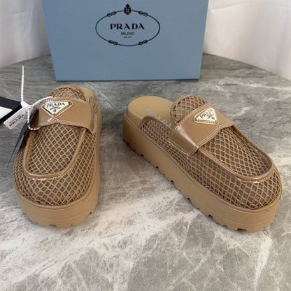 Prada 2026 Platform Mules 45mm Raffia Leather 789434