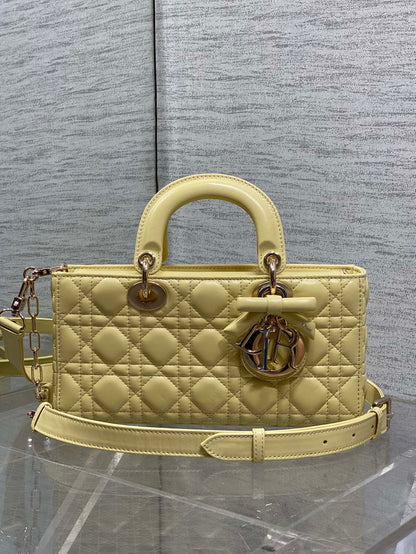 Dior 2026 Bow Lady D-Joy Yellow Cannage Lambskin With Light Gold 286555