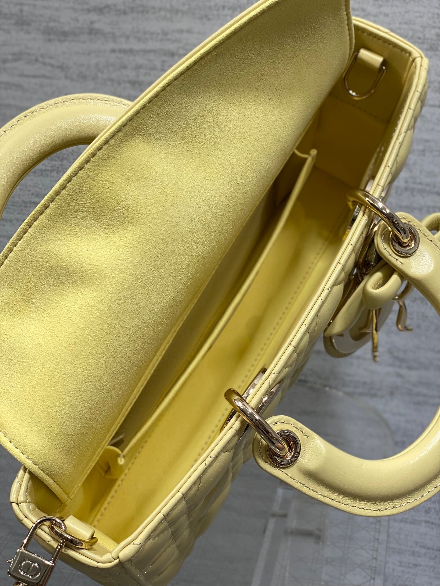 Dior 2026 Bow Lady D-Joy Yellow Cannage Lambskin With Light Gold 286555