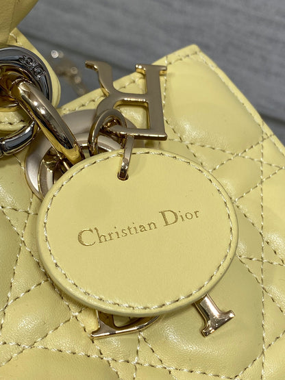 Dior 2026 Bow Lady D-Joy Yellow Cannage Lambskin With Light Gold 286555