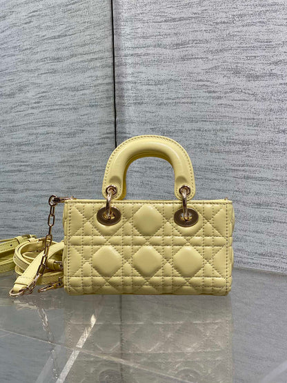 Dior 2026 Bow Lady D-Joy Yellow Cannage Lambskin With Light Gold 286555