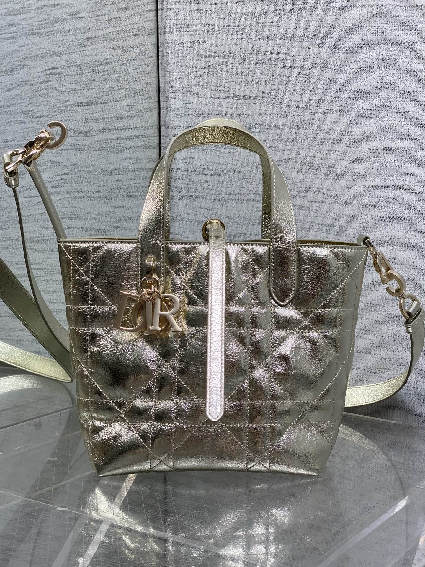 Dior 2026 Toujours Vertical Tote Bag 18cm Macrocannage Calfskin 286459