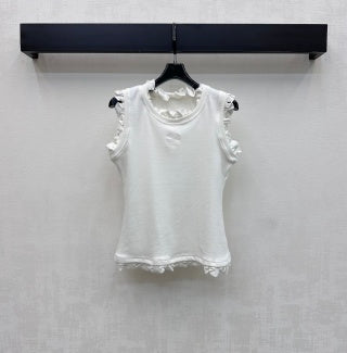 Loew 26 Ruffled Lace Vest in Cotton
