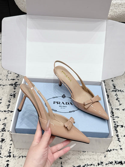 Prada 2026 Bow-Tie Open Sling Back 85mm Cowhide Leather 769840