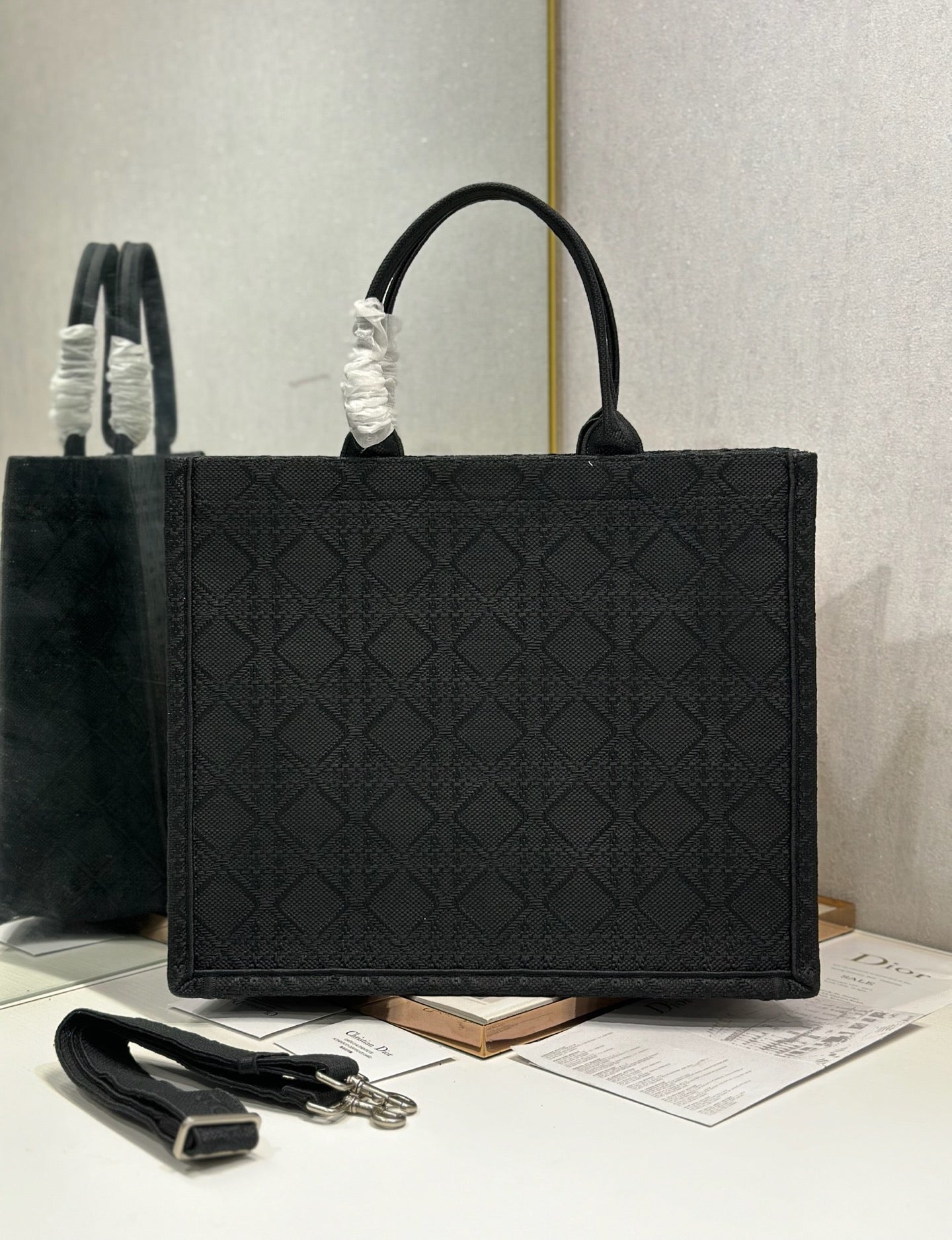Dior 2026 Book Tote Bag With Red Beetle-shaped Embellishments Black Canvas 288481