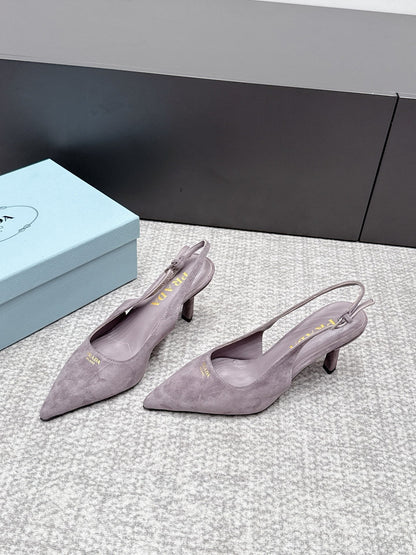 Prada 2026 Slingback 75mm Suede Lambskin 855691