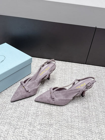 Prada 2026 Slingback 75mm Suede Lambskin 855699