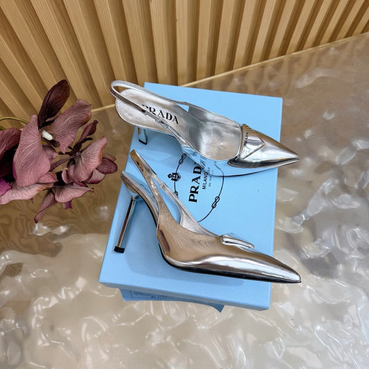 Prada 2026 Slingback Pump 100mm Metallic Leather 854181