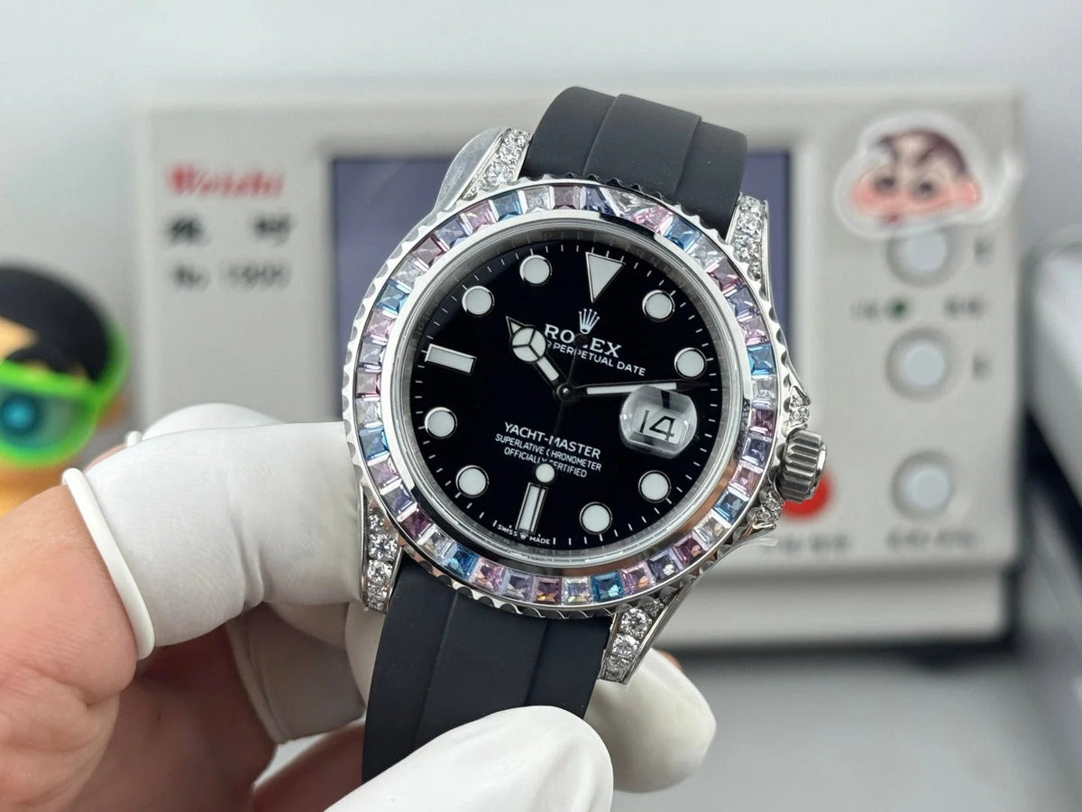 Rolex Yacht-Master 42mm Black Dial Multi Color Diamond