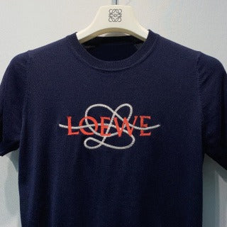 Loewe 26s Short-Sleeve T-Shirt Navy Blue Knit 406246