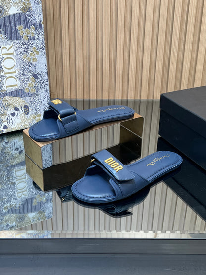 CD 26s Beach Sandals Navy Blue Sheepskin 665319
