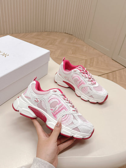 CD 26s Chrono Sneakers White Pink Cowhide Mesh 643755