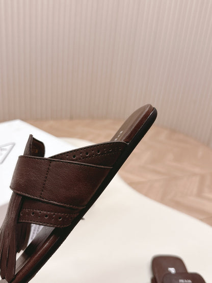 PRA 26S Thong Sandals Dark Brown Calfskin 600597