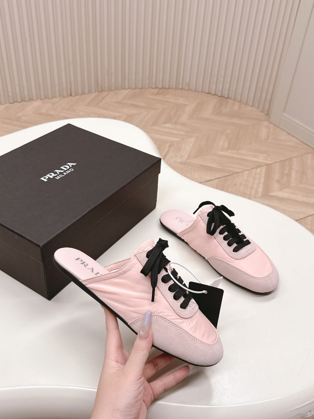 PRA 26S Mule Sneaker Light Pink Suede Canvas 600608