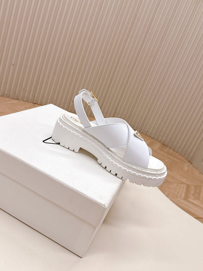 PRA 26S Platform Sandals White Cowhide 600564