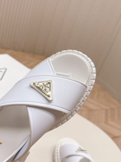 PRA 26S Platform Sandals White Cowhide 600564