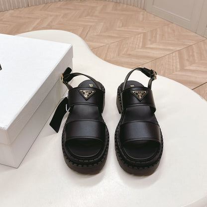 PRA 26S Platform Sandals Black Cowhide 600565
