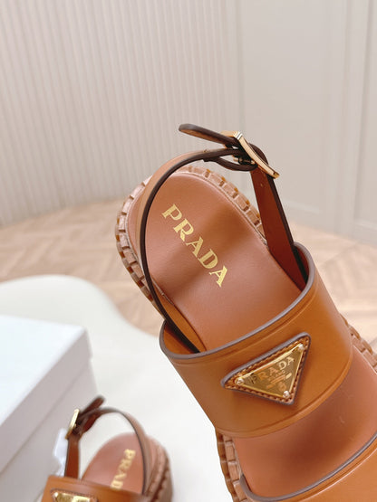 PRA 26S Platform Sandals Brown Cowhide 600566